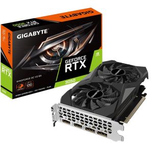 GIGABYTE GeForce RTX 3050 WINDFORCE OC V2 6G Graphics Card, 2x WINDFORCE Fans,2x HDMI, 2 DP, NO Power Adaptor needed, GV-N3050WF2OCV2-6GD Graphics Card (Open Box)