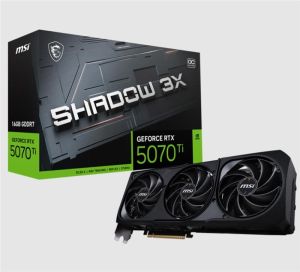 MSI GeForce RTX 5070 TI 16G SHADOW 3X OC, 16GB GDDR7, 2482 Mhz, PCI-E 5.0, 256 bit, 16-pin x 1, HDMI 2.1b x 1, Display Port 2.1b x 3