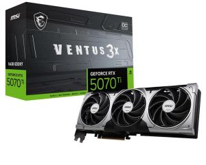 MSI GeForce RTX 5070 Ti 16G VENTUS 3X OC , 16GB GDDR7, 2482 Mhz, PCI-E 5.0, 256 bit, 16-pin x 1, HDMI 2.1b x 1, Display Port 2.1b x 3