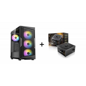 (Limit 12) Antec AX61 Elite 4x120mm ARGB Fans-Glass Panel ATX Gaming Case (Black) + Antec 750W 80+Bronze PCIE5.1 Non-Modular ATX3.1 Power Supply - Black