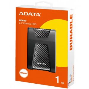 ADATA DashDrive Durable USB3.0 HD650 1TB 2.5" Anti-Shock External Hard Drive - Black