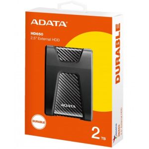 ADATA DashDrive Durable USB3.0 HD650 2TB 2.5" Anti-Shock External Hard Drive - Black