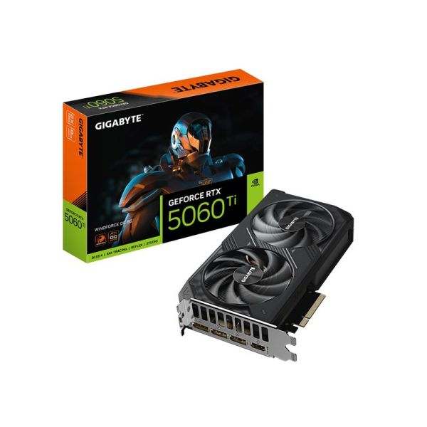 GIGABYTE GeForce RTX 5060 Ti WINDFORCE OC 8G Graphics Card, 8GB 128-bit GDDR7, PCIe 5.0, WINDFORCE cooling system, GV-N506TWF2OC-8GD Video Card
