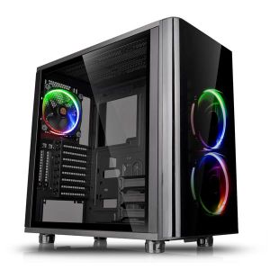 Thermaltake View 31 RGB Dual Tempered Glass ATX Black Gaming Mid Tower Case with 3x Riing RGB LED Fans (CA-1H8-00M1WN-01)(Open Box)