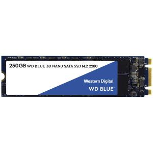 WD Blue™ 3D NAND SATAIII M.2 2280 SSD, 250GB Read: 550MB/s; Write: 525MB/s (WDS250G2B0B)(Open Box)