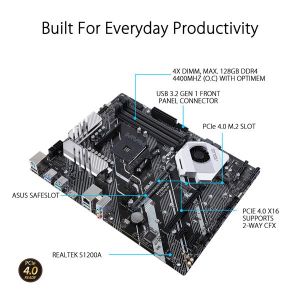 ASUS PRIME X570-P AMD AM4 ATX motherboard with PCIe 4.0  12 DrMOS power stages  DDR4 4400MHz  dual M.2  HDMI  SATA 6Gb/s  USB 3.2 Gen 2 and Aura Sync RGB header(Open Box)
