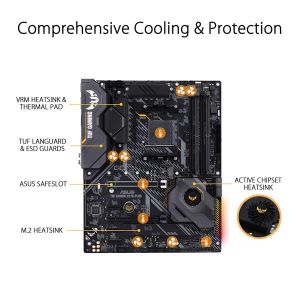 ASUS TUF GAMING X570-PLUS AMD AM4 X570 ATX gaming motherboard with PCIe 4.0  dual M.2  14 Dr. MOS power stages  HDMI  DP  SATA 6Gb/s  USB 3.2 Gen 2 and Aura Sync RGB lighting