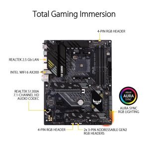 ASUS TUF GAMING B550-PLUS (WI-FI) AMD AM4 (3rd Gen Ryzen) ATX Gaming Motherboard (PCIe 4.0  WiFi 6  2.5Gb LAN  BIOS FlashBack  USB 3.2 Gen 2  Addressable Gen 2 RGB header and AURA Sync)