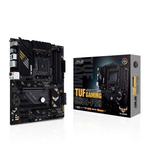 ASUS TUF GAMING B550-PRO AMD B550 (Ryzen AM4) ATX gaming motherboard with PCIe 4.0  dual M.2  14 DrMOS power stages  2.5 Gb Ethernet  HDMI  DisplayPort  SATA 6 Gbps  Front USB Type-C®  USB 3.2 Gen 2 Type-A and Type-C®  and Aura Sync RGB lighting support