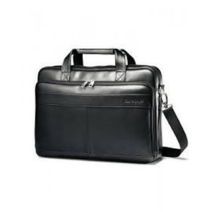 Dell Deluxe Black Leather 15.6 Inch Laptop Bag w/shoulder strap