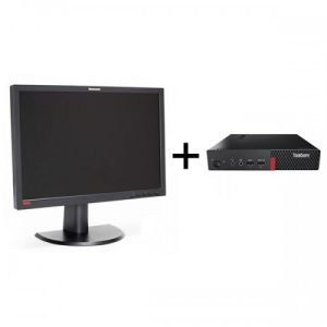 Lenovo M910Q Tiny: i5-6500T 2.5GHz 8G 256GB-SSD+22" Refurbished Grade A LCD Monitor, No Cable