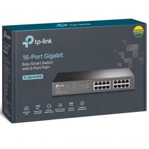 (PoE) TP-Link SG1016PE 16-Port Gigabit Easy Smart PoE Switch with 8-Port PoE+ (New), 8pcs per master box