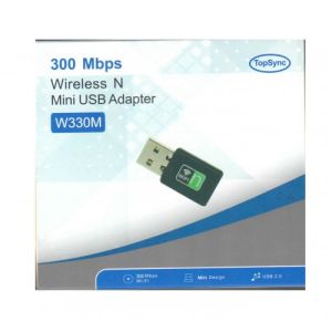TopSync W330M 300Mbps Wireless USB Mini Adapter N300, w/Disk, Windows/MAC IOS