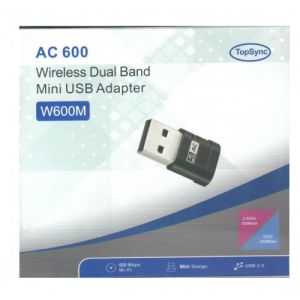 TopSync W600M AC600 Mini Wireless Dual Band Adapter, w/Disk driver, Windows/MAC IOS