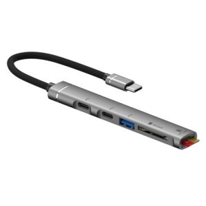 (5in1) Type C 019C 5 In 1 Hub With Card Reader, USB and 2 X Type C Port