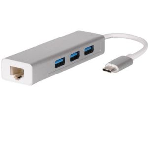 USB 3.1 Type C to USB 3.0 3 Port USB Hub with Gigabit Ethernet Port
