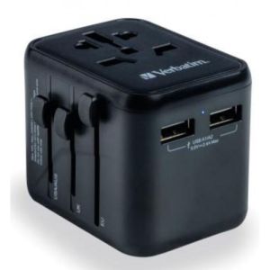 Verbatim 12W Universal Travel Adapter USB-C, USB-A, Part#49543