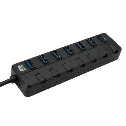 (USB3.0), Portable 5Gbps Super-speed USB 3.0 7-port Hub w/ AC Power Adapter