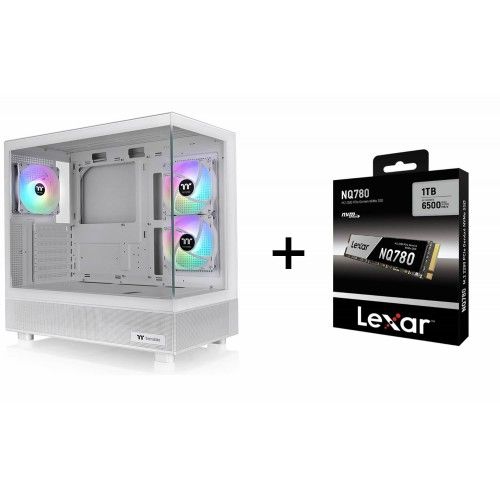 Thermaltake View 270 Plus White 3xARGB 120mm FAN Dual Tempered Glass CA-1Y7-00M6 + Lexar NQ780 1TB PCIe Gen4 NVMe M.2 2280 Up to 6500/2500 MB/s Read/Write
