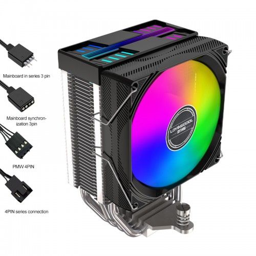 (With purchase of new SSD 1:1 ratio) LC-R90B Single-Tower 90mm RGB CPU Cooler (Black)