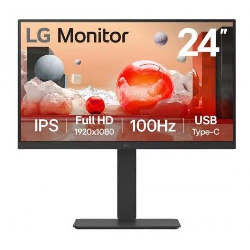 LG 24'' 24BA750-B 1080P FHD IPS 100Hz Monitor, HDMI/DP/USB-C/SPK/RJ45, VESA Mount, Height adjustable, New