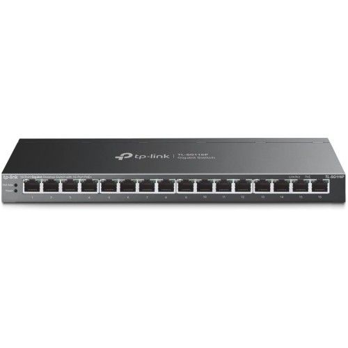(16P PoE) TP-Link TL-SG116P 16-Port Unmanaged Gigabit Desktop Switch with 16-Port PoE+ - Up to 120W