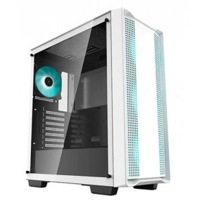 Deepcool CC560 ATX Mid Tower Case - Temper Glass White (4* LED fan pre-installed, 3*front & 1*rare)