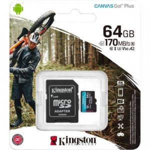 Kingston MicroSD Card 64GB Canvas Go!Plus C10/UHS-I (U3) V30 170MB/S