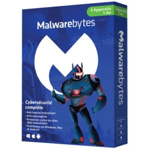 (PC/MAC/Android) Malwarebytes Premium V3 3-USER 1-YEAR Bilingual (En/Fr) Retail Package Product Key Card